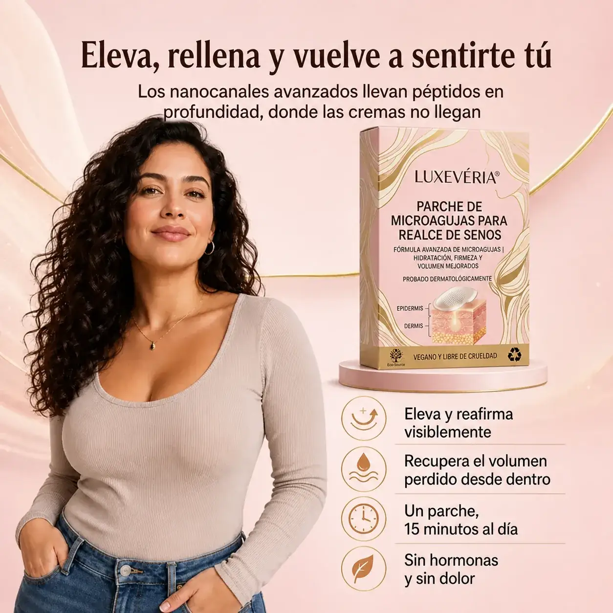 Luxevéria® parche cosmético de microagujas para el pecho