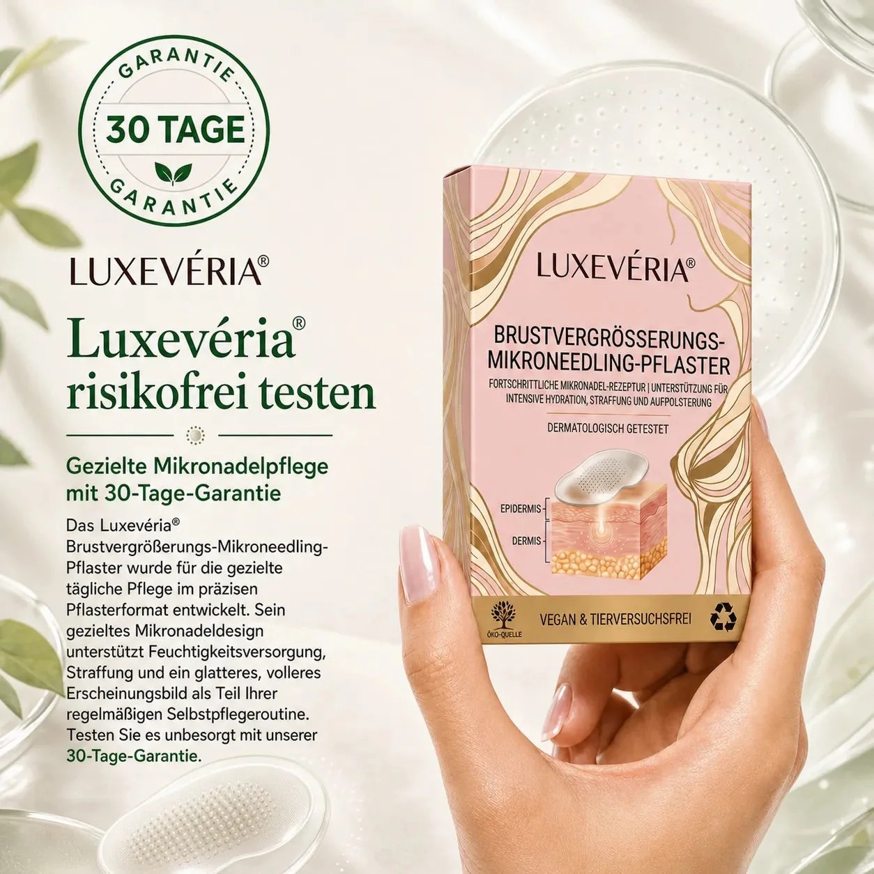 Luxevéria® kosmetisches Mikroneedling-Pflaster für den Brustbereich