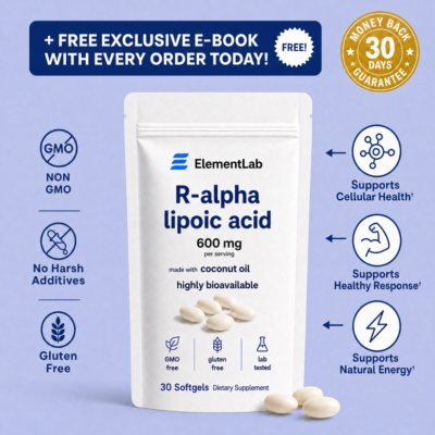 ElementLab coconut oil-infused R-alpha lipoic acid softgels