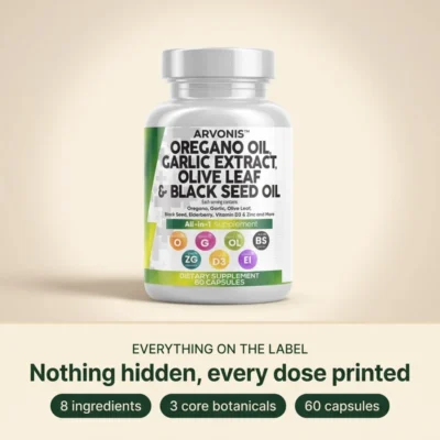 Arvonis™ botanical gut supplement with oregano, garlic and black seed