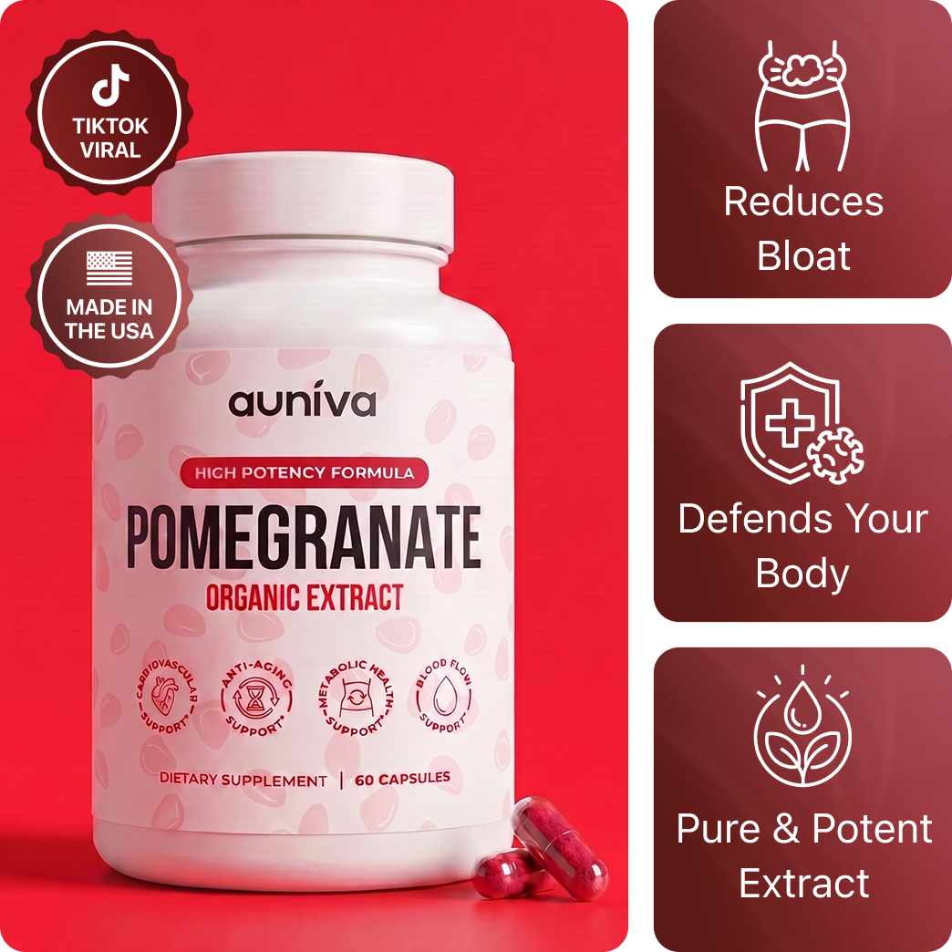 Auniva organic pomegranate capsules for antioxidant support