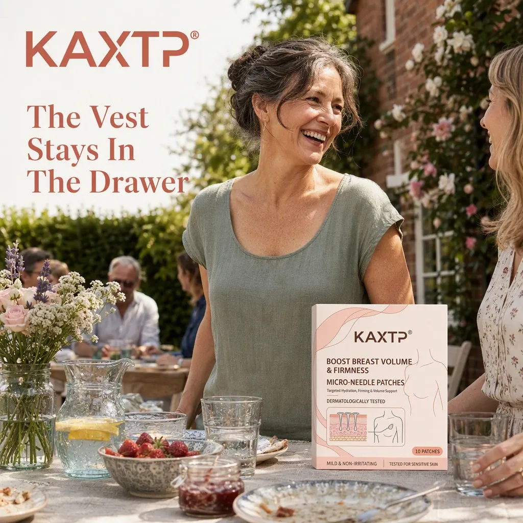 KAXTP® chest patch with dissolving hyaluronic acid microneedles