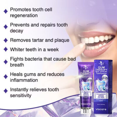 Rolimey® VioCore Bee Venom Dental Treatment Toothpaste purple tube and carton