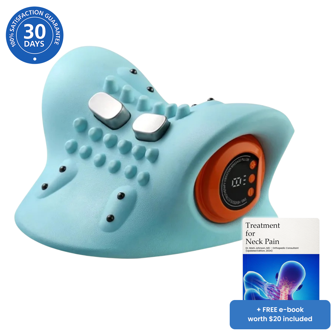 Neckline® heated neck massager designed for the C1-C2 muscle area