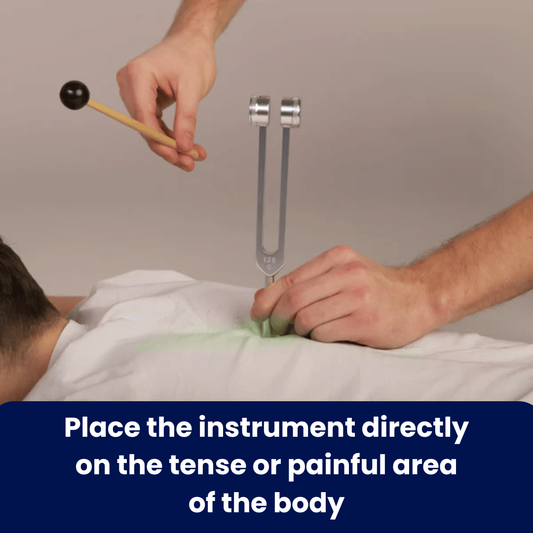 Nourial tuning fork with weighted base for deep tissue vibration