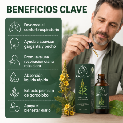 OxiPure™ gotas de mullein para el bienestar respiratorio