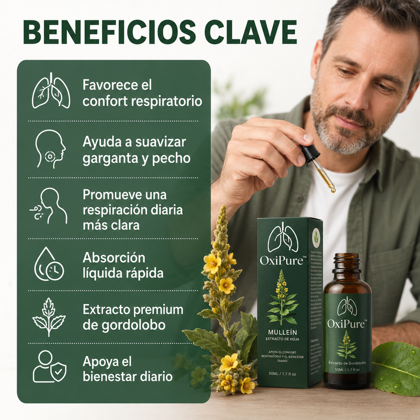 OxiPure™ gotas de mullein para el bienestar respiratorio