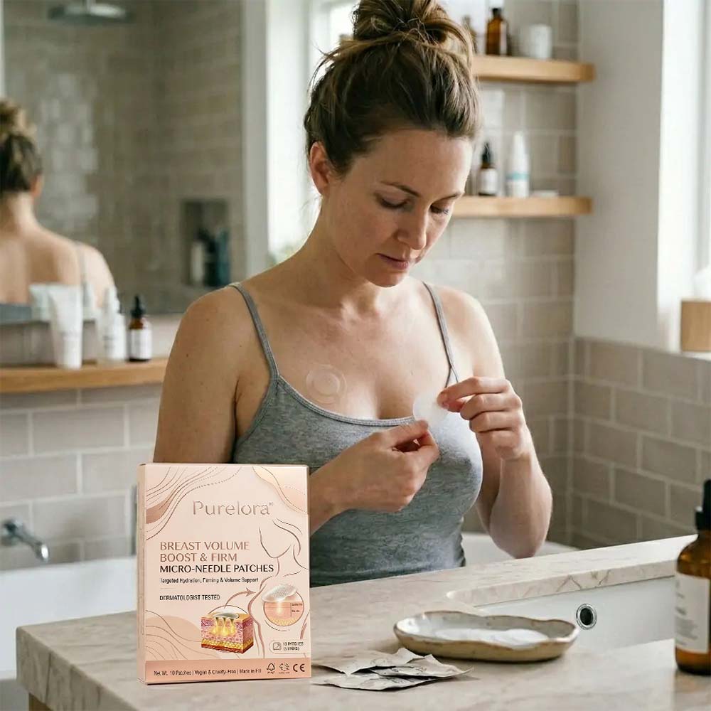 Purelora® nano-microneedle breast enhancement patch with hyaluronic acid