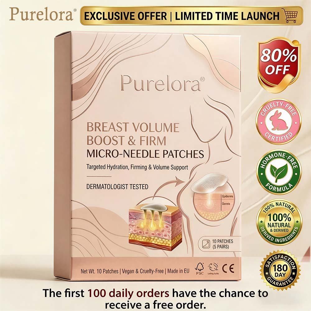 Purelora® breast microneedle patch designed to support firmness and fullness