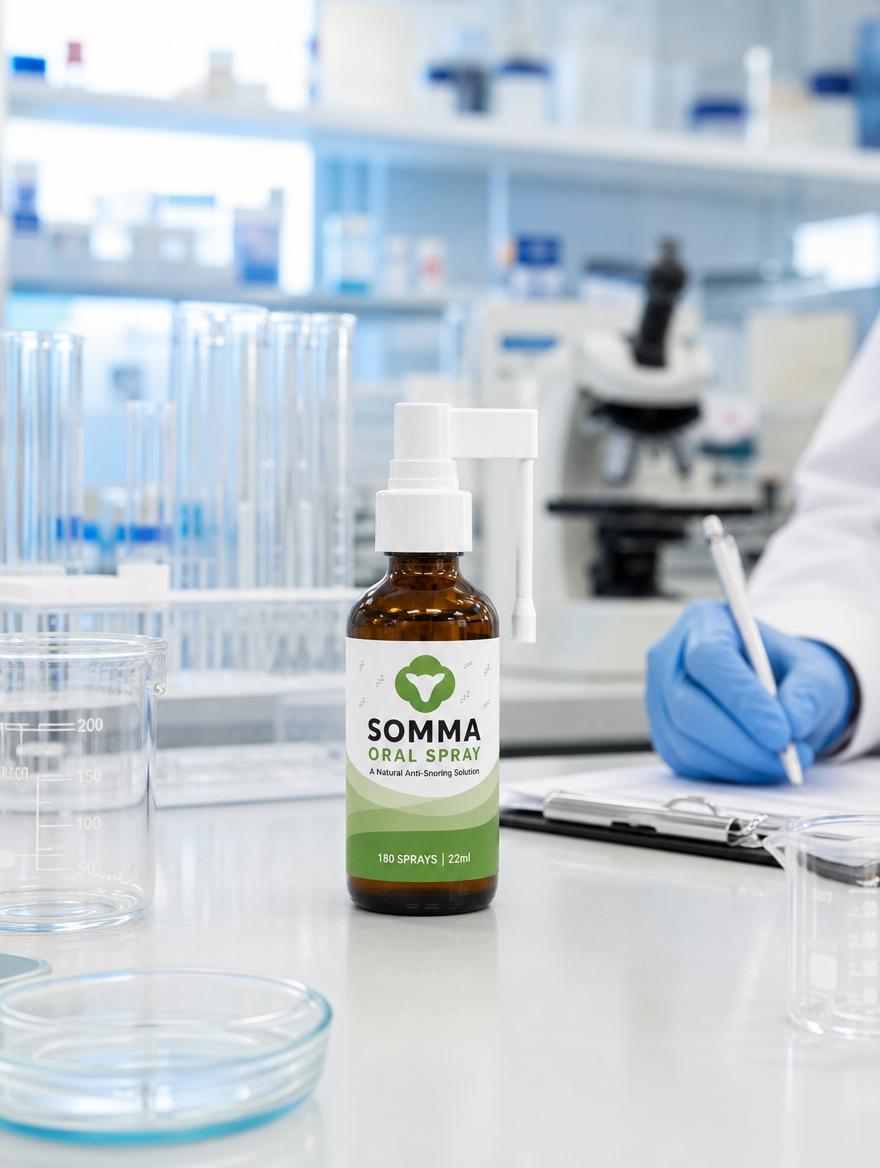 Somma natural oral spray designed to help reduce snoring
