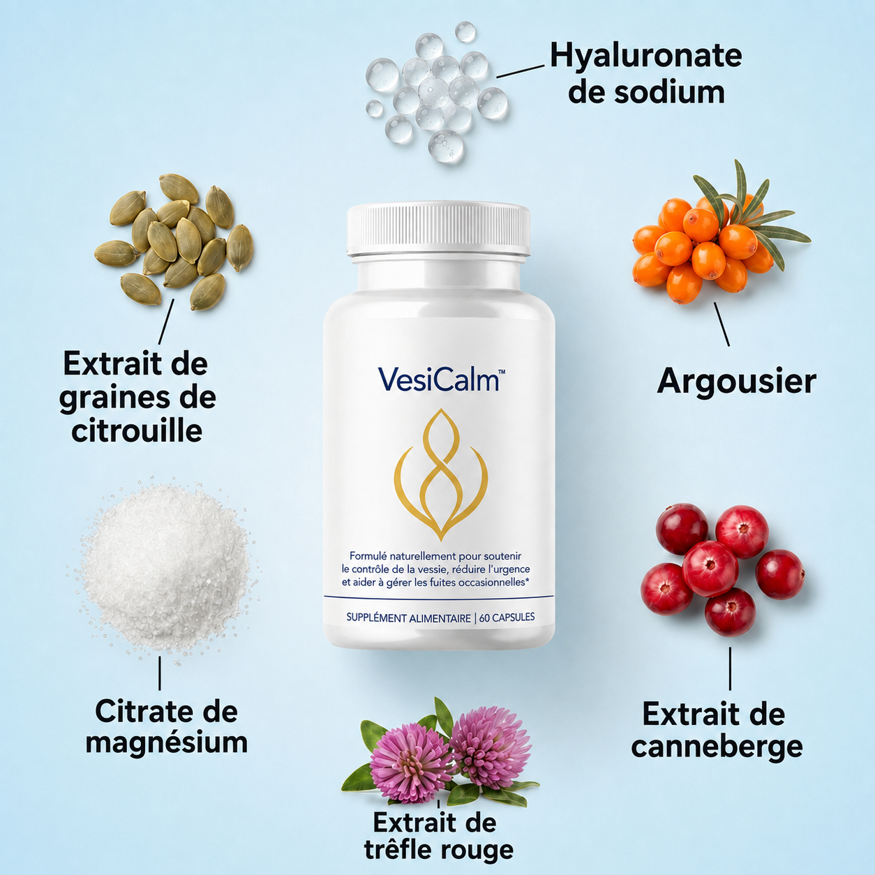 VesiCalm™ formule à six ingrédients pour le contrôle urinaire