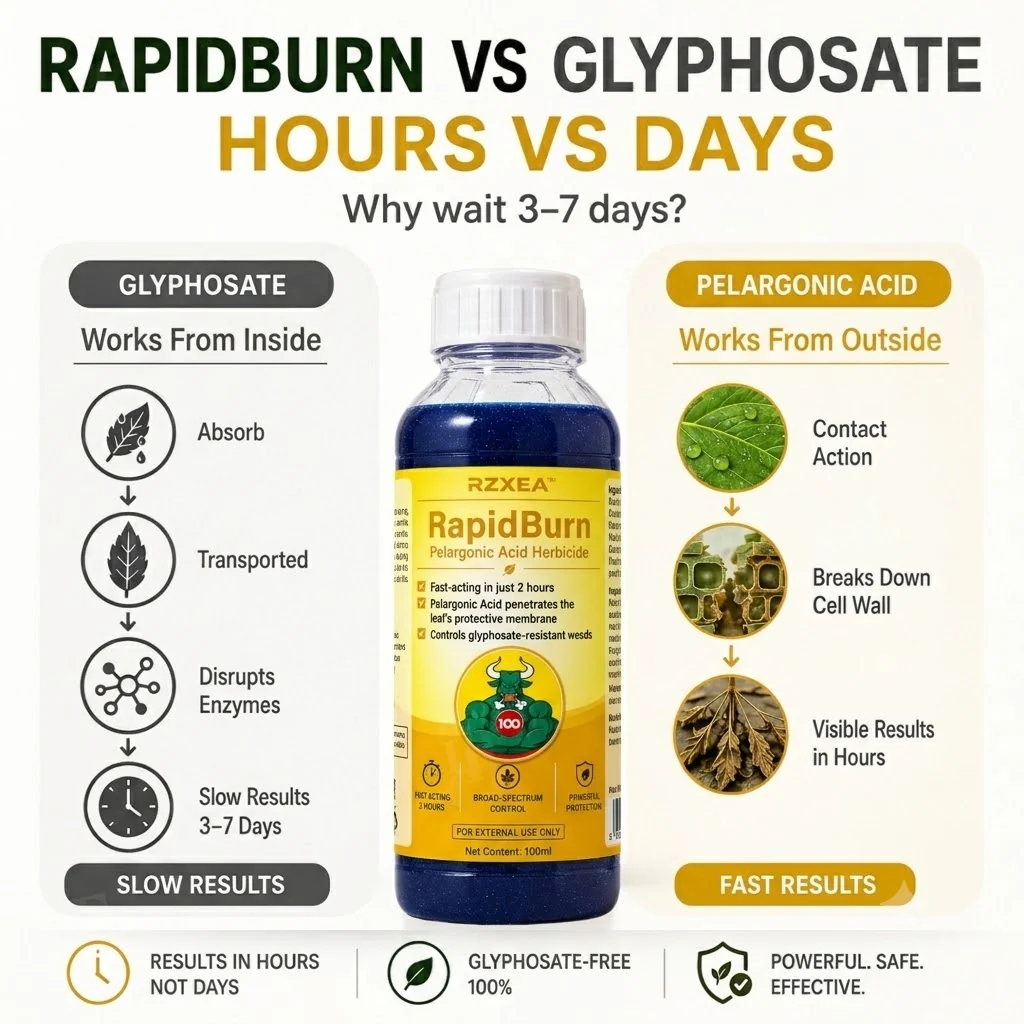 RZXEA RapidBurn glyphosate-free concentrate containing pelargonic acid