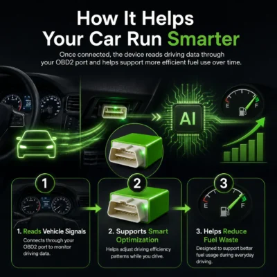 OBD2 Fuel Optimizer compact vehicle accessory with a direct plug connection